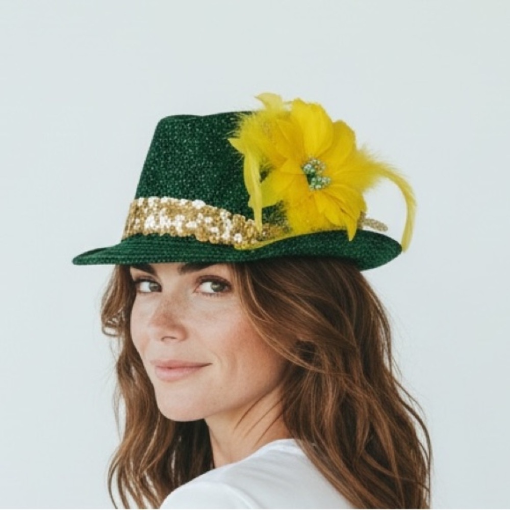 St. Patrick’s Day Gold Sequined Fedora Hat
